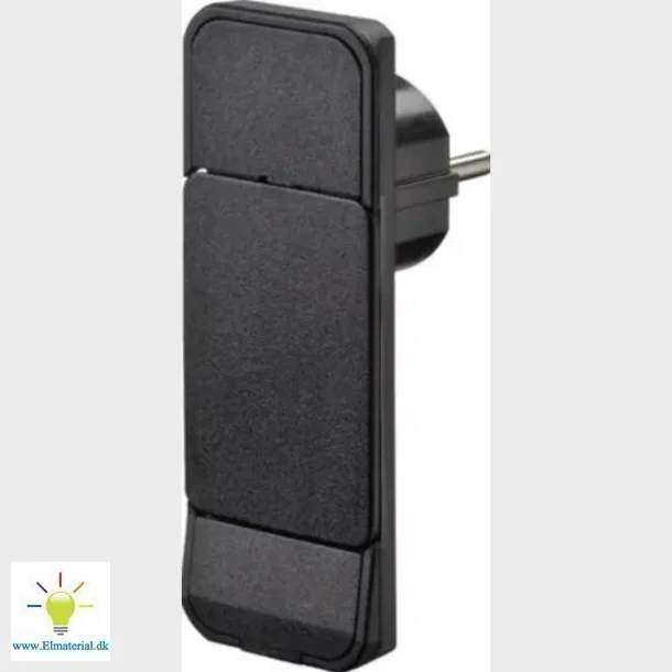 smart plug, flad stikprop, sort