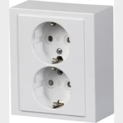 abb udvendig dobbelt stikkontakt hvid