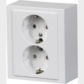 abb udvendig dobbelt stikkontakt hvid