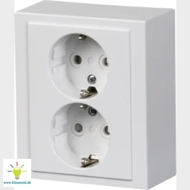abb udvendig dobbelt stikkontakt hvid