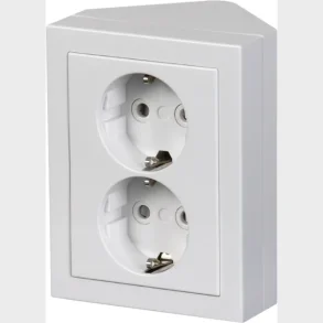dobbelt udvendig hjrne stikkontakt hvid