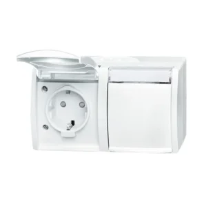 ocean dobbelt stikkontakt vandret hvid