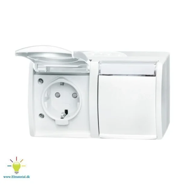 ocean dobbelt stikkontakt vandret hvid