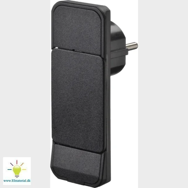 smart plug, flad stikprop, sort