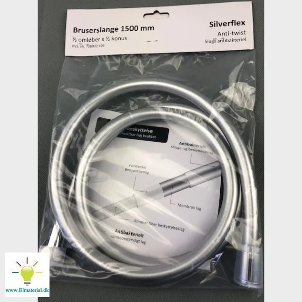 Krom Bruseslange 1/2" X 1/2" 1500Mm