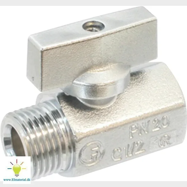 Mini Kugleventil 1/2" Rdgods Muf/Nip