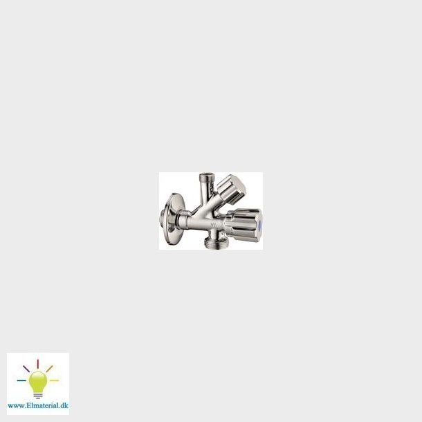 Dobbelt Stopventil 1/2"X3/8"X3/4" Lige