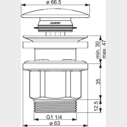 Bundventil Push Up 1 1/4" Krom