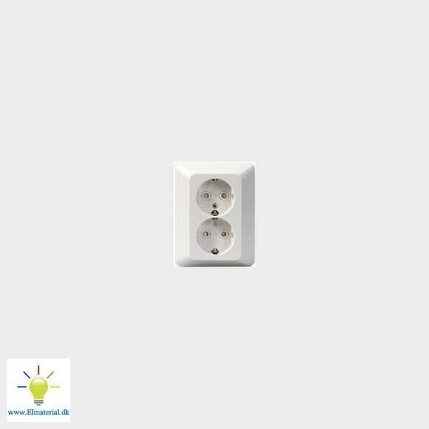 Stikkontakt (Komplet) Dobbelt 16A Hvid