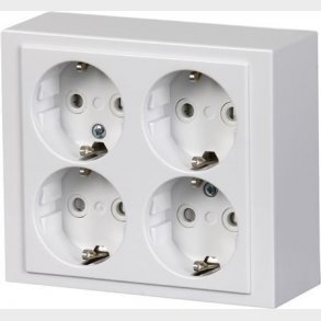 Stikkontakt 4-Dobbelt Udv. 16A Hvid