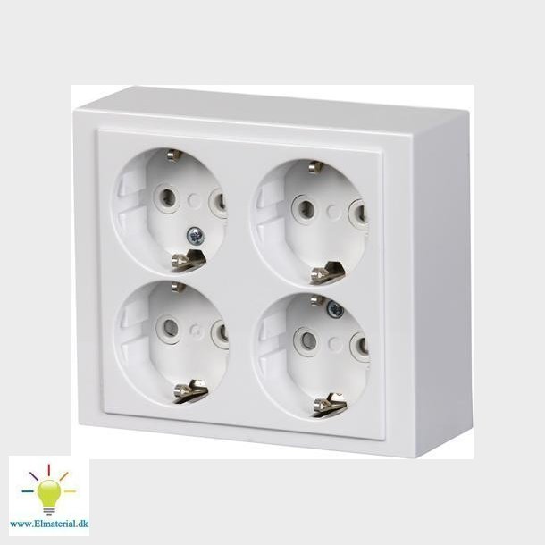 Stikkontakt 4-Dobbelt Udv. 16A Hvid