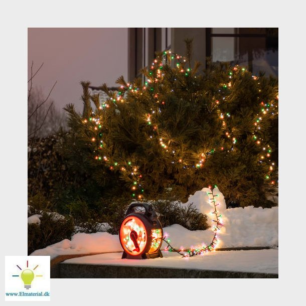 Konstsmide Cluster lyskde p kabeltromle, 600 farvet lys, 13,18M