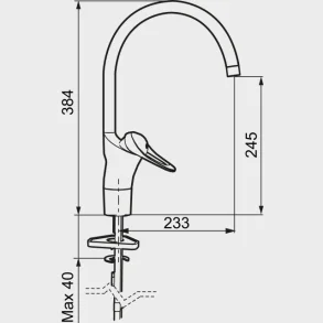 9000E Ii K�kkenarmatur Med H�j Svingtud