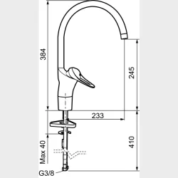 9000E Ii Kkkenarmatur Med Hj Svingtud