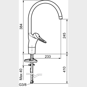 9000E Ii K�kkenarmatur Med H�j Svingtud