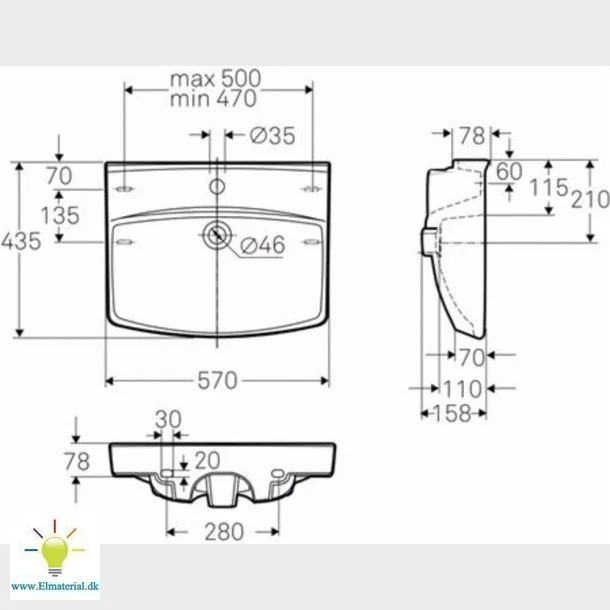 Spira Vask 57 X 43,5 Cm Med Hanehul