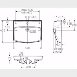 Spira Vask 57 X 43,5 Cm Uden Hanehul