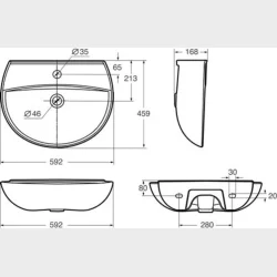 Spira Vask 60 X 46 Cm Med Hanehul