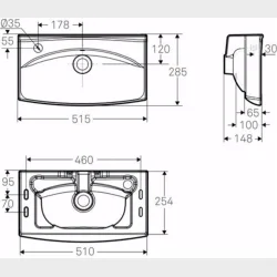 Spira Vask 51,5 X 28,5Cm Hanehul Venstre
