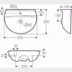 Spira Vask 50 X 36 Cm Uden Hanehul