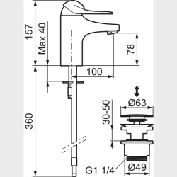 9000E Ii Hndvaskarmatur M/Push Down Bv