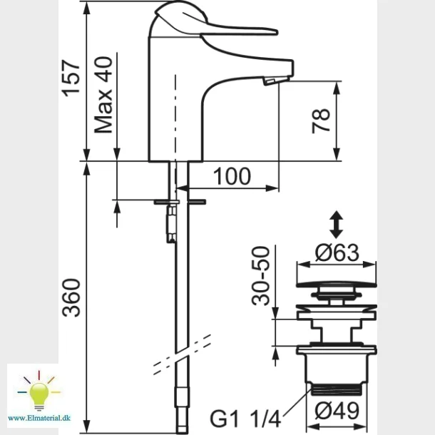 9000E Ii Hndvaskarmatur M/Push Down Bv