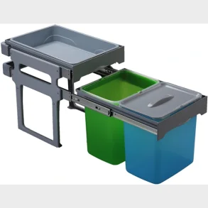 Kildesortering Skinne 2X16L Spande+Bakke