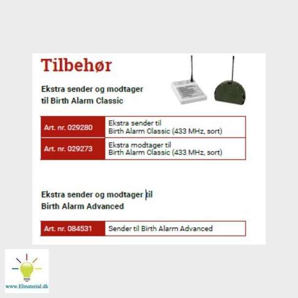 Ekstra sender Birth Alarm Advanced