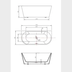 Badekar Back To Wall 1700 Mm Mat Hvid