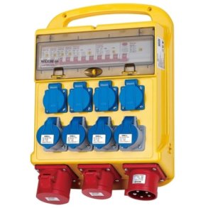 Byggplatspanel 32A, 4xDK + 1xCEE 32A + 16A 400V + 4xCEE 16A 230V