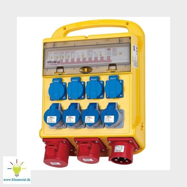 Byggepladstavle 32A, 4xDK + 1xCEE 32A + 16A 400V + 4xCEE 16A 230V