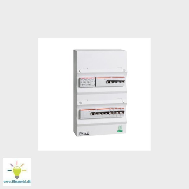 Boligtavle ABB 2 x RCD, 2 x kraft, 4 x lys + transient