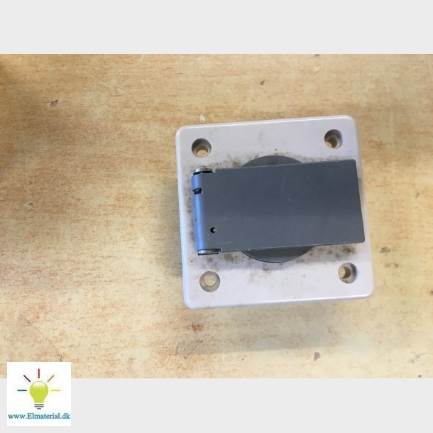 Drejeafbryder IP44-55 indsats stikkontakt 2-pol med jord, lysegr - (BRUGTE)