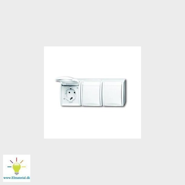 Ocean Schuko Stikkontakt Tripel Hvid