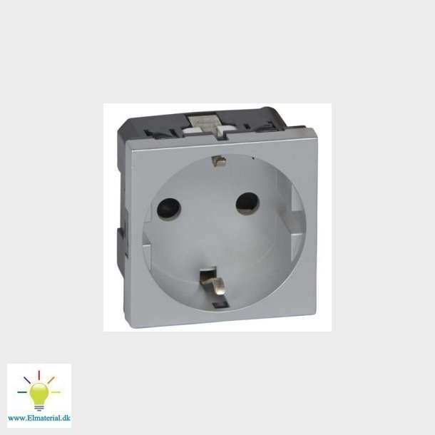 Schuko Stikkontakt Alu 2P+J