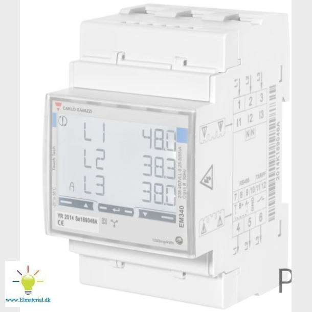KWH M�ler 3-faset 65A direkte Modbus, MID EM340-DIN