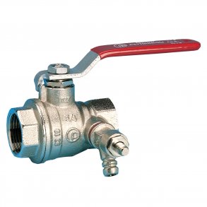 Kulventil W / Dr&auml;nering W / M R&ouml;d Handtag