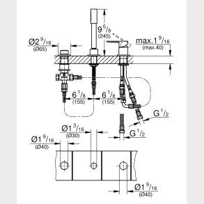 Linj&auml;r Nytt Etgreb Badkar 3-H