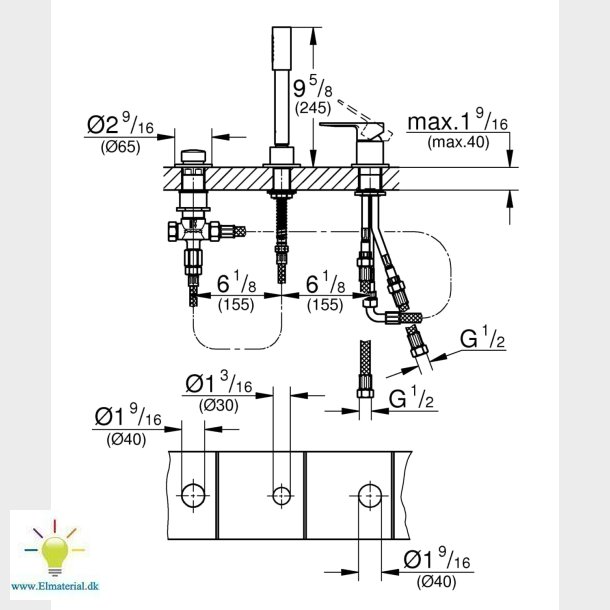Lineare New Etgreb Badekar 3-H
