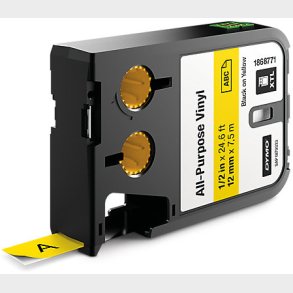 Xtl Tape 12 Mm Vinyl Svart / Gul