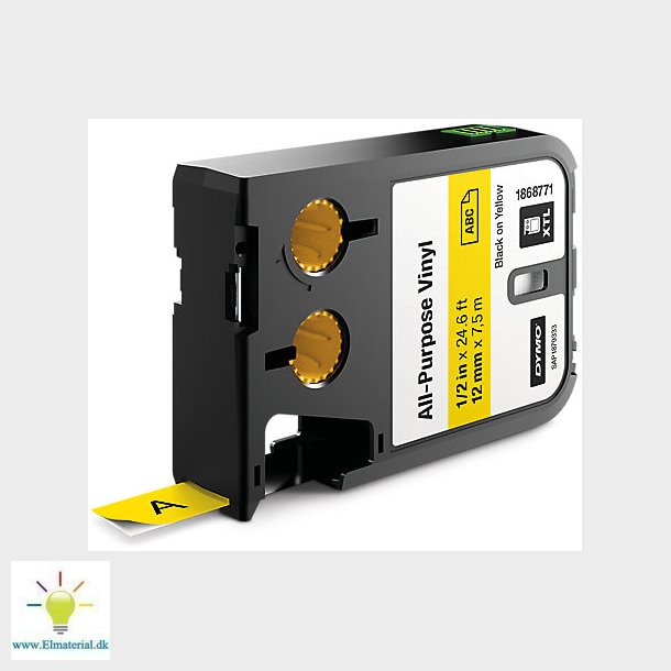 Xtl Tape 12 Mm Vinyl Sort/Gul