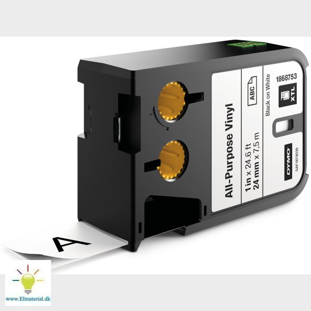 Xtl Tape 24 Mm Vinyl Sort/Hvid