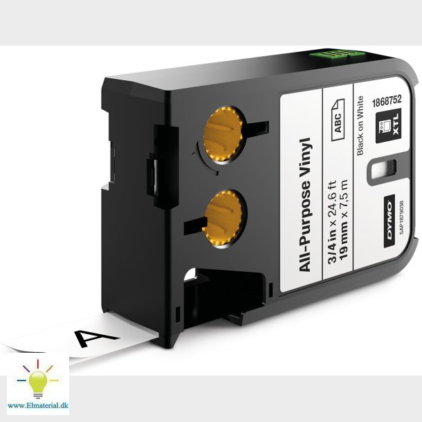 Xtl Tape 19 Mm Vinyl Sort/Hvid