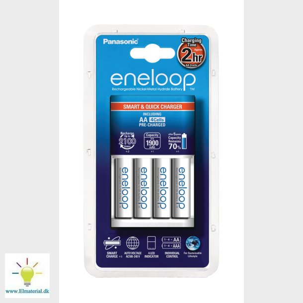 Batteri Oplader + 4 X Aa Batt.