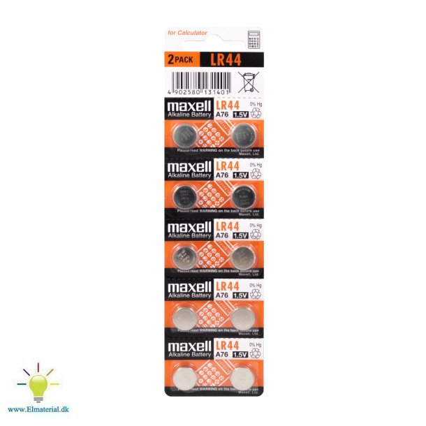 Batteri Alkaline Lr44 10Stk