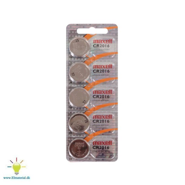 Batteri Lithium Cr2016 3V 5Stk