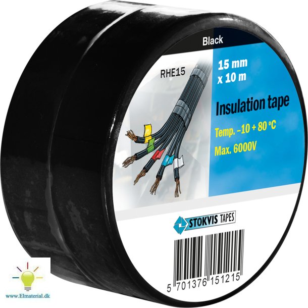 Pvc Tape 15Mm X 10M, Sort