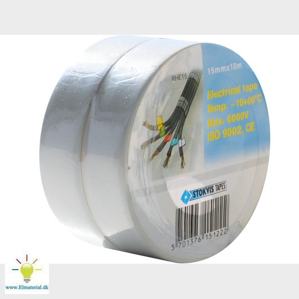 Pvc Tape 15Mm X 10M, Hvid