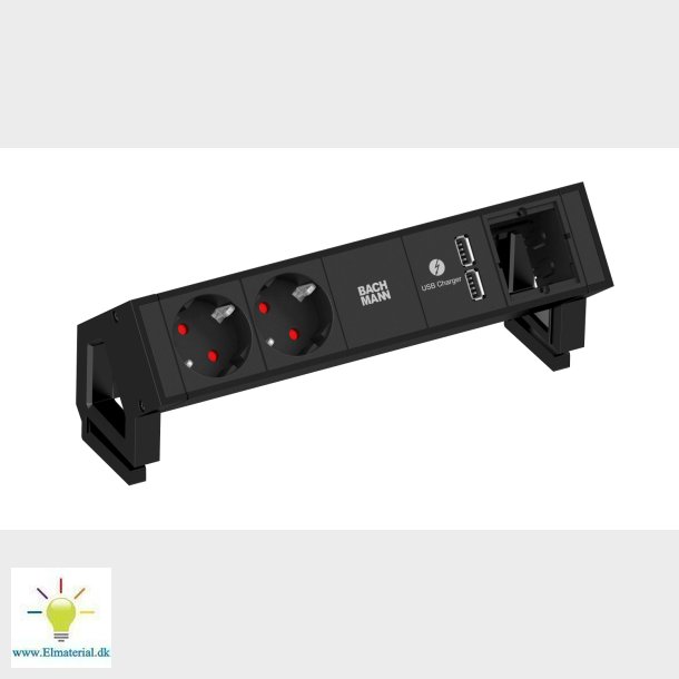 Desk 2 2Xusb/2Xschuko M/J Sort
