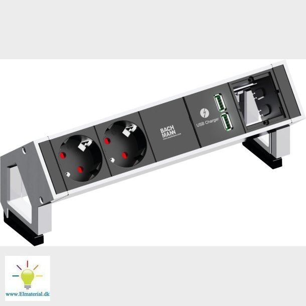 Desk 2 2Xusb/2Xschuko M/J Hvid
